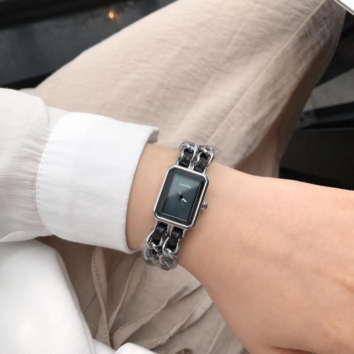 Bracelet type brand women watch exquisite and compact stainless steel leather strap Christmas and Valentine's Day gift preferred