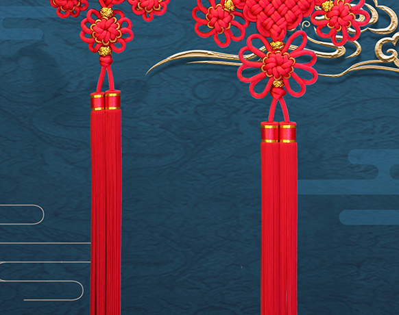 Chinese knot pendant living room large porch bedroom TV wall double line group jin peace knot splendid future