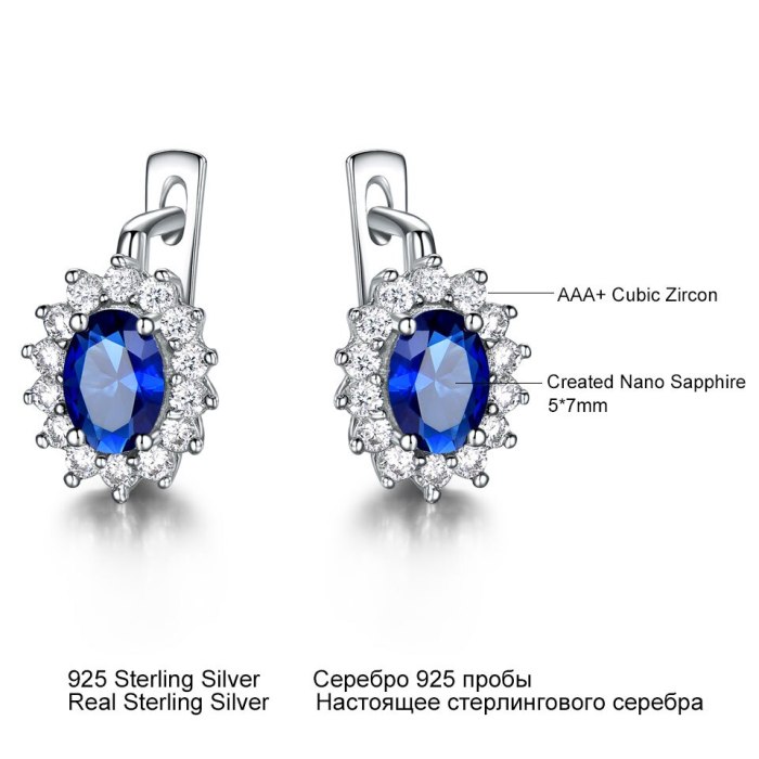 UMCHO Colorful Gemstone Blue Sapphire Clip Earrings  Real 925 Sterling Silver Earrings For Women Engagement Gifts Fine Jewelry