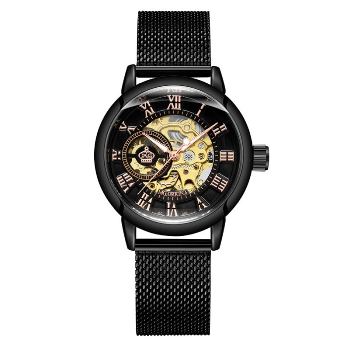 New Fashion Luxury Brand Skeleton Women Mechanical Watch Female Clock Automatic Mechanical Watches For Women Silver Montre Femme