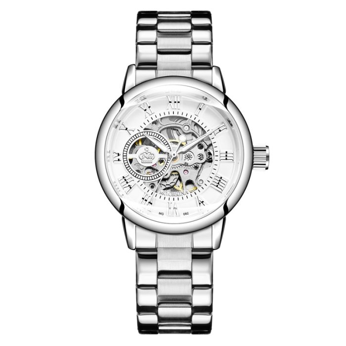 New Fashion Luxury Brand Skeleton Women Mechanical Watch Female Clock Automatic Mechanical Watches For Women Silver Montre Femme