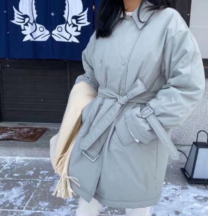 Korean version of women's trench coat thin down jacket
