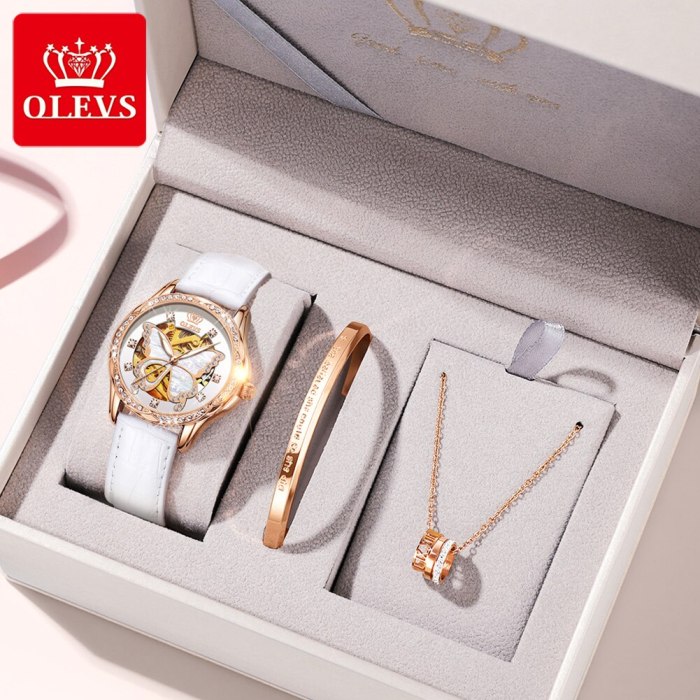 Olevs women's automatic mechanical Waterproof watch Swiss top brand luxury Diamond inlaid rose gold ceramic watch women's gift