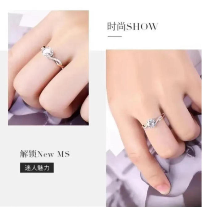 1 carat Mosan diamond ring in gold as a gift for fiancee