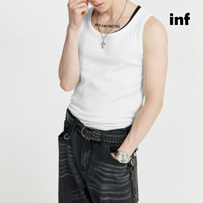 Men Women Flocking Flying Shoulder Vest T-shirt Short Sleeve Pullover Tops Sweatshirt Unisex Tee Casual T-shirt