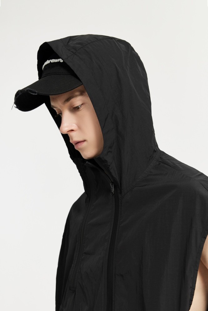 Men Women Outdoor Functional Zippered Vest T-shirt Short Sleeve Pullover Tops Sweatshirt Unisex Tee Casual T-shirt