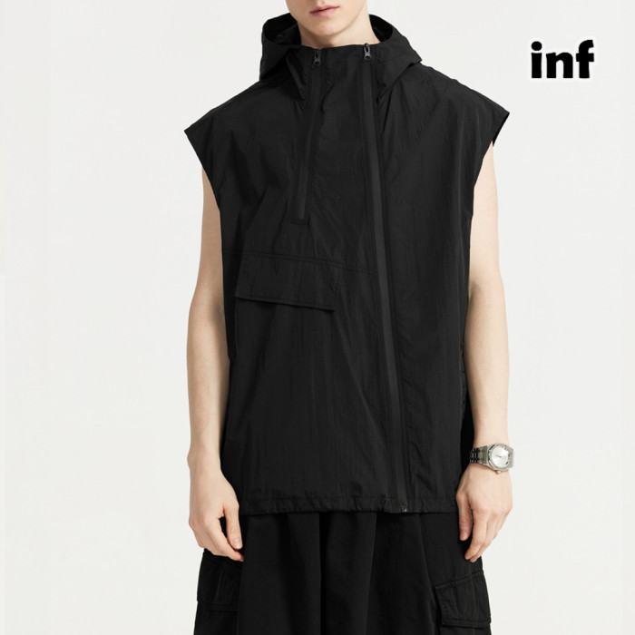 Men Women Outdoor Functional Zippered Vest T-shirt Short Sleeve Pullover Tops Sweatshirt Unisex Tee Casual T-shirt