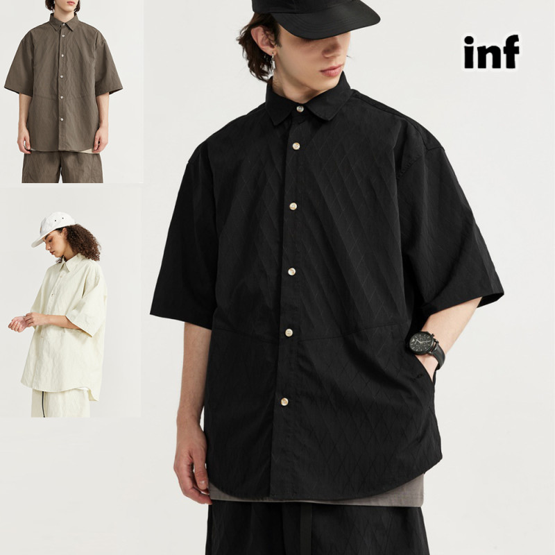 Men Women Diamond Patterned Plaid Shirt Short Sleeved Shirt Tops Sweatshirt Unisex Tee Casual Shirt