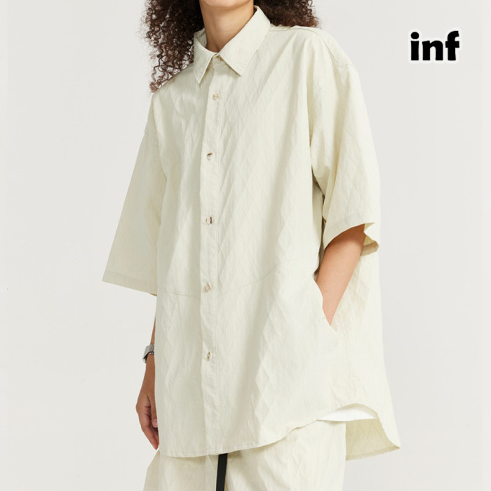 Men Women Diamond Patterned Plaid Shirt Short Sleeved Shirt Tops Sweatshirt Unisex Tee Casual Shirt