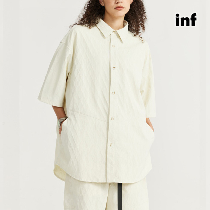 Men Women Diamond Patterned Plaid Shirt Short Sleeved Shirt Tops Sweatshirt Unisex Tee Casual Shirt