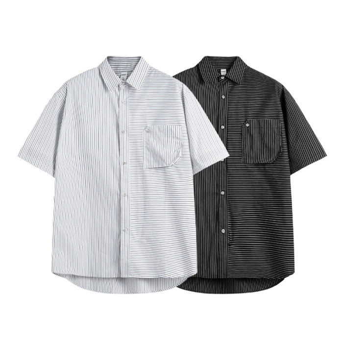 Men Women Stripe Shirt Short Sleeved Shirt Tops Sweatshirt Unisex Tee Casual Shirt