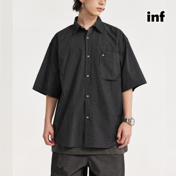 Men Women Stripe Shirt Short Sleeved Shirt Tops Sweatshirt Unisex Tee Casual Shirt