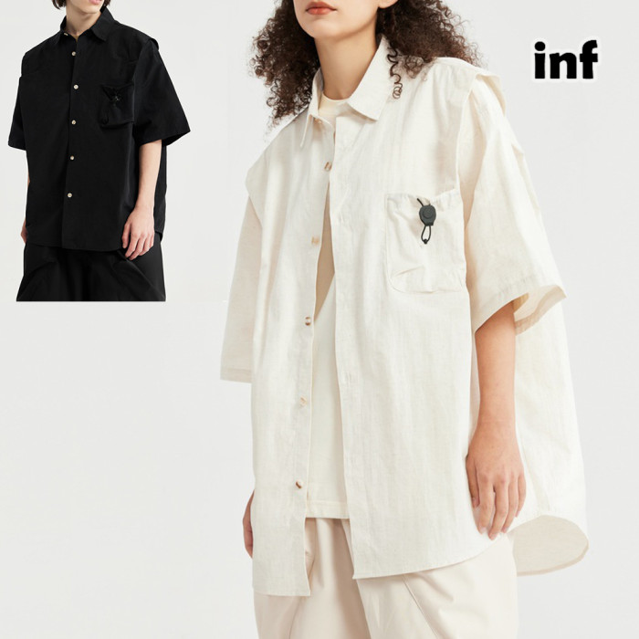 Men Women Fake Two Pieces Shirt Short Sleeved Shirt Tops Sweatshirt Unisex Tee Casual Shirt