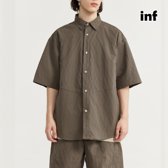 Men Women Diamond Patterned Plaid Shirt Short Sleeved Shirt Tops Sweatshirt Unisex Tee Casual Shirt