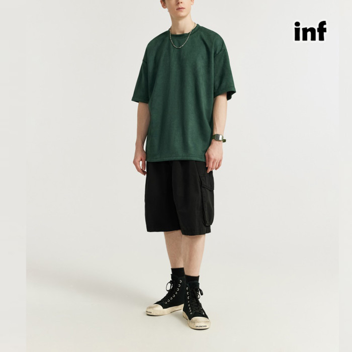 Men Women Solid Suede T-shirt Short Sleeve Pullover Tops Sweatshirt Unisex Tee Casual T-shirt