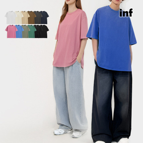 Men Women Washed T-shirt Short Sleeve Pullover Tops Sweatshirt Unisex Tee Casual T-shirt