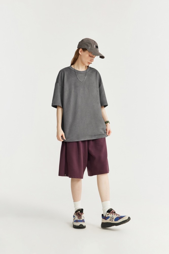 Men Women Solid Suede T-shirt Short Sleeve Pullover Tops Sweatshirt Unisex Tee Casual T-shirt