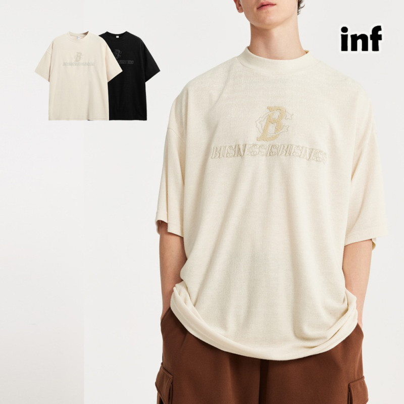 Men Women Embroidered Towel Cloth T-shirt Short Sleeve Pullover Tops Sweatshirt Unisex Tee Casual T-shirt