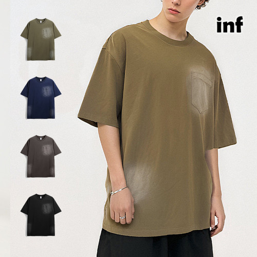 Men Women Vintage Wash Water Spray T-shirt Short Sleeve Pullover Tops Sweatshirt Unisex Tee Casual T-shirt