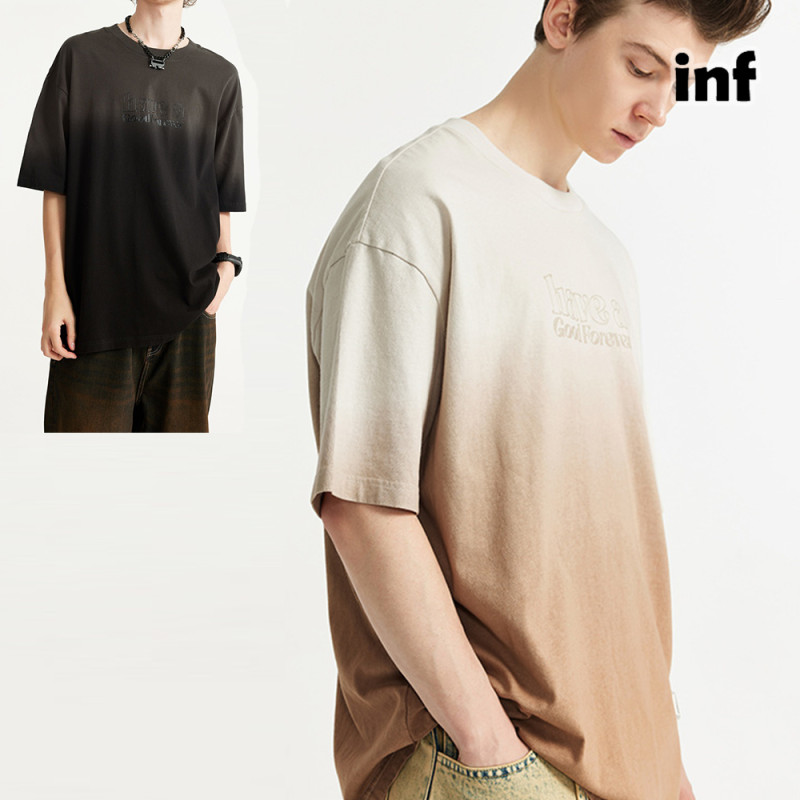 Men Women Printing Gradient T-shirt Short Sleeve Pullover Tops Sweatshirt Unisex Tee Casual T-shirt