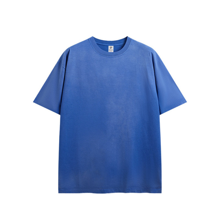 Men Women Washing  Gradient T-shirt Short Sleeve Pullover Tops Sweatshirt Unisex Tee Casual T-shirt