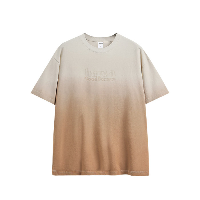 Men Women Printing Gradient T-shirt Short Sleeve Pullover Tops Sweatshirt Unisex Tee Casual T-shirt