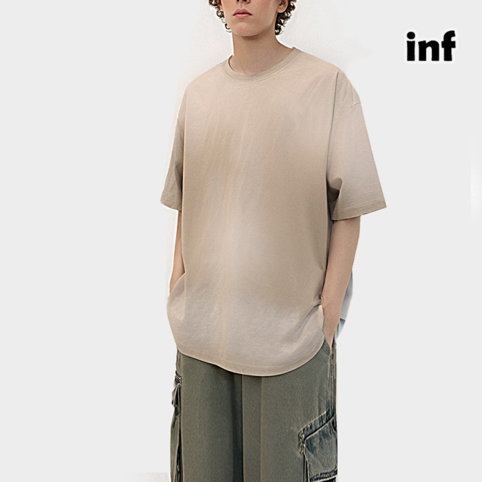 Men Women Washing  Gradient T-shirt Short Sleeve Pullover Tops Sweatshirt Unisex Tee Casual T-shirt