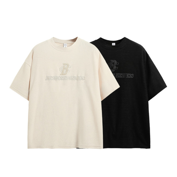 Men Women Embroidered Towel Cloth T-shirt Short Sleeve Pullover Tops Sweatshirt Unisex Tee Casual T-shirt