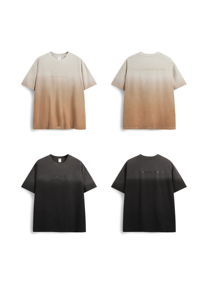 Men Women Printing Gradient T-shirt Short Sleeve Pullover Tops Sweatshirt Unisex Tee Casual T-shirt