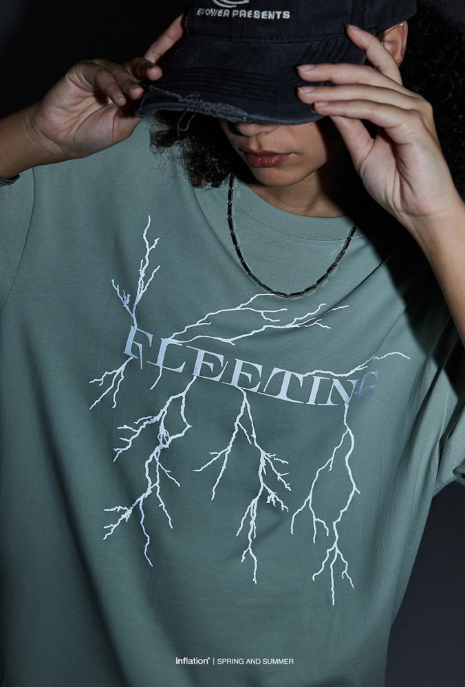 Men Women Reflective Printing T-shirt Short Sleeve Pullover Tops Sweatshirt Unisex Tee Casual T-shirt