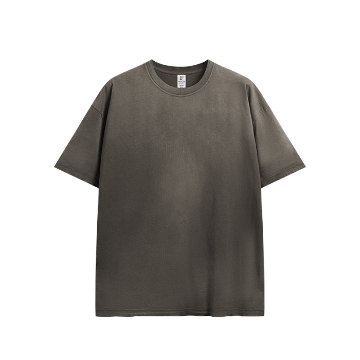 Men Women Washing  Gradient T-shirt Short Sleeve Pullover Tops Sweatshirt Unisex Tee Casual T-shirt