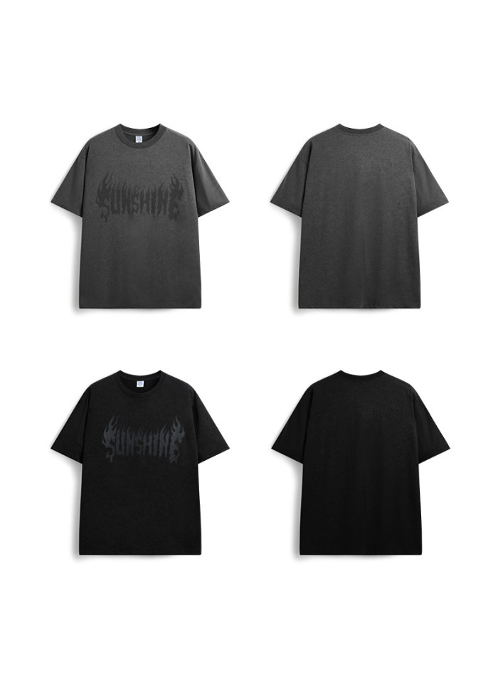 Men Women Wax Printing T-shirt Short Sleeve Pullover Tops Sweatshirt Unisex Tee Casual T-shirt