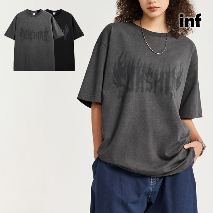 Men Women Wax Printing T-shirt Short Sleeve Pullover Tops Sweatshirt Unisex Tee Casual T-shirt