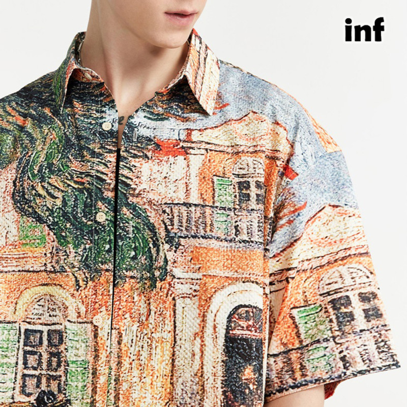 Men Women Seersucker Shirt Short Sleeved Shirt Tops Sweatshirt Unisex Tee Casual Shirt