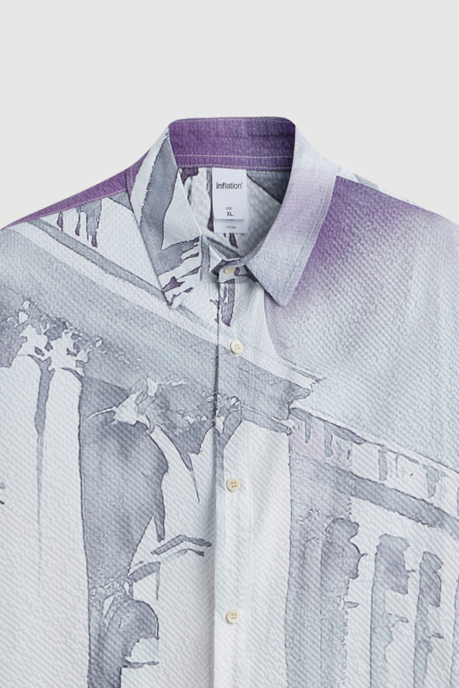 Men Women Seersucker Shirt Short Sleeved Shirt Tops Sweatshirt Unisex Tee Casual Shirt