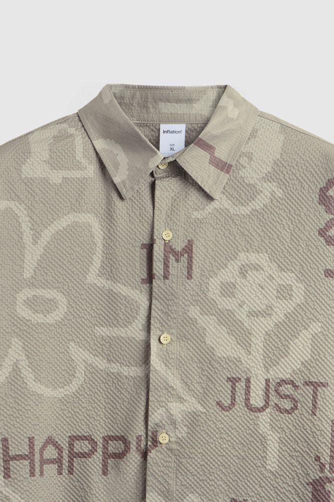 Men Women Seersucker Shirt Short Sleeved Shirt Tops Sweatshirt Unisex Tee Casual Shirt