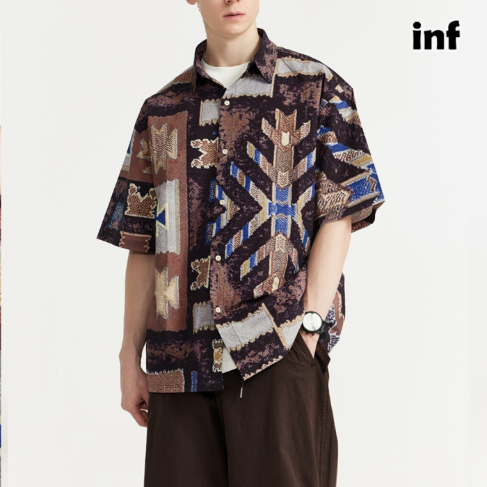 Men Women Seersucker Shirt Short Sleeved Shirt Tops Sweatshirt Unisex Tee Casual Shirt