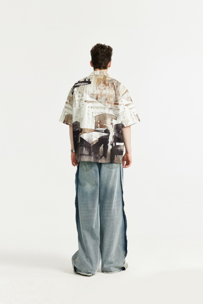 Men Women Seersucker Shirt Short Sleeved Shirt Tops Sweatshirt Unisex Tee Casual Shirt