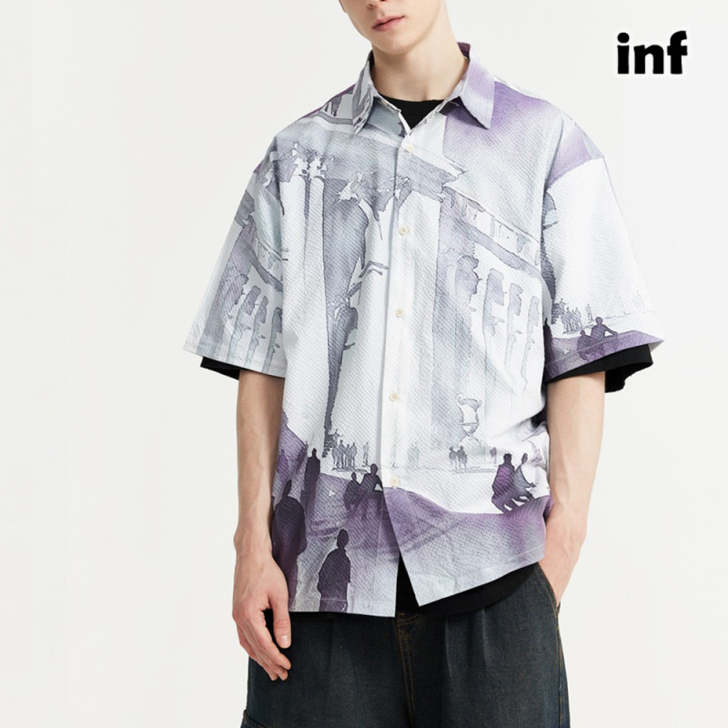 Men Women Seersucker Shirt Short Sleeved Shirt Tops Sweatshirt Unisex Tee Casual Shirt