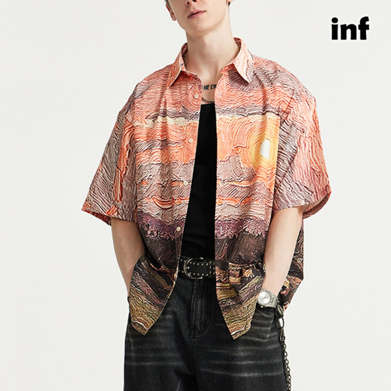 Men Women Seersucker Shirt Short Sleeved Shirt Tops Sweatshirt Unisex Tee Casual Shirt