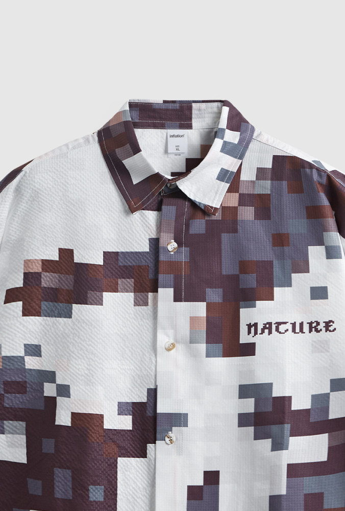 Men Women Seersucker Shirt Short Sleeved Shirt Tops Sweatshirt Unisex Tee Casual Shirt