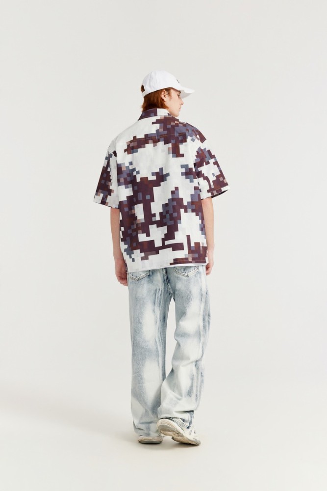 Men Women Seersucker Shirt Short Sleeved Shirt Tops Sweatshirt Unisex Tee Casual Shirt