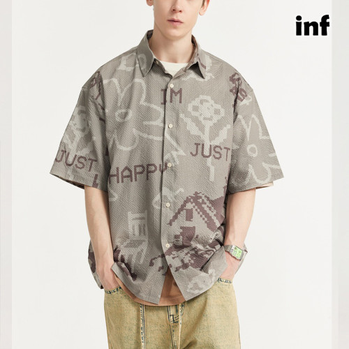 Men Women Seersucker Shirt Short Sleeved Shirt Tops Sweatshirt Unisex Tee Casual Shirt