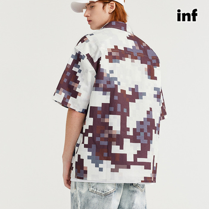 Men Women Seersucker Shirt Short Sleeved Shirt Tops Sweatshirt Unisex Tee Casual Shirt