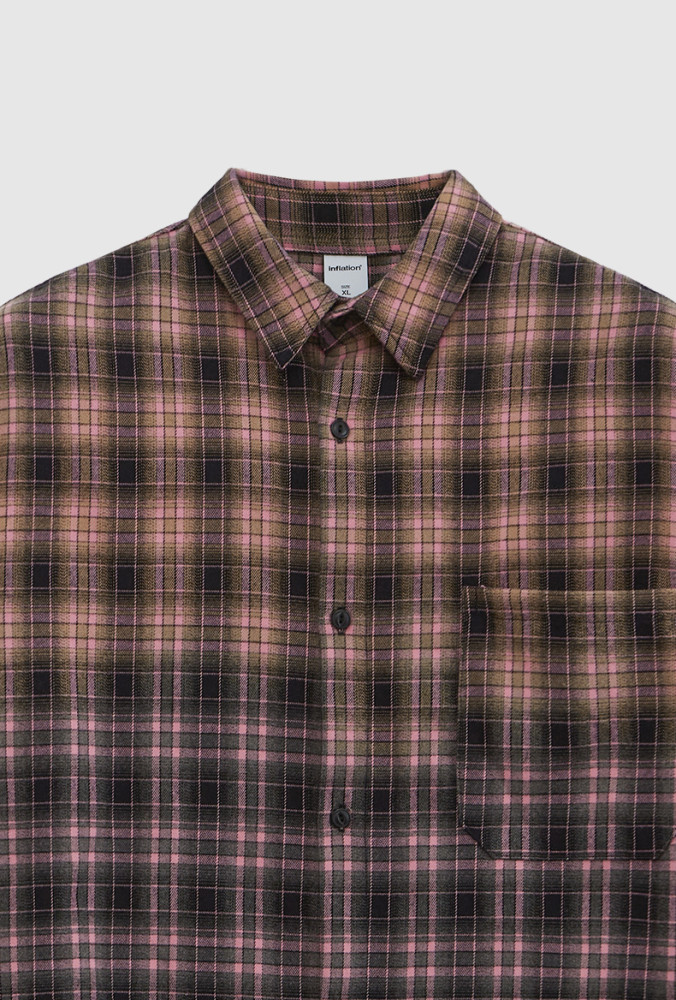 Men Women Gradient Plaid Shirt Short Sleeved Shirt Tops Sweatshirt Unisex Tee Casual Shirt