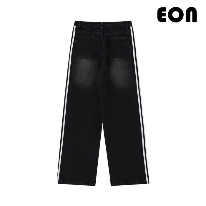 Women Hip Hop Wiped Color Wide-leg Jeans Bottoms Pants Trousers Outfits Casual Jeans