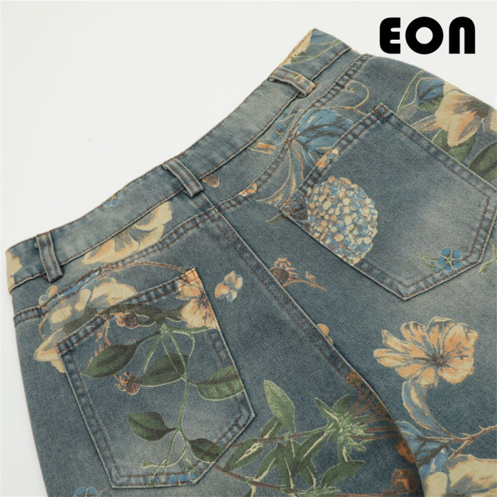 Women Vintage Ripped Wide-leg Jeans Bottoms Pants Trousers Outfits Casual Jeans