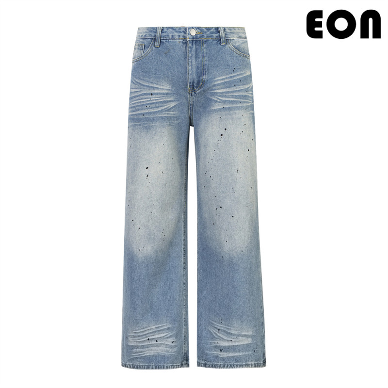 Women Vintage Ripped Wide-leg Jeans Bottoms Pants Trousers Outfits Casual Jeans