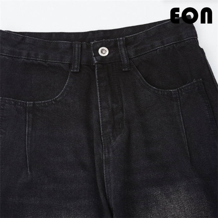 Women Hip Hop Wiped Color Wide-leg Jeans Bottoms Pants Trousers Outfits Casual Jeans