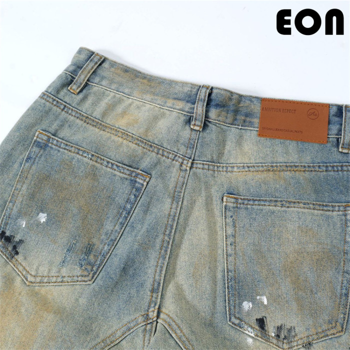 Women Vintage Ripped Wide-leg Jeans Bottoms Pants Trousers Outfits Casual Jeans